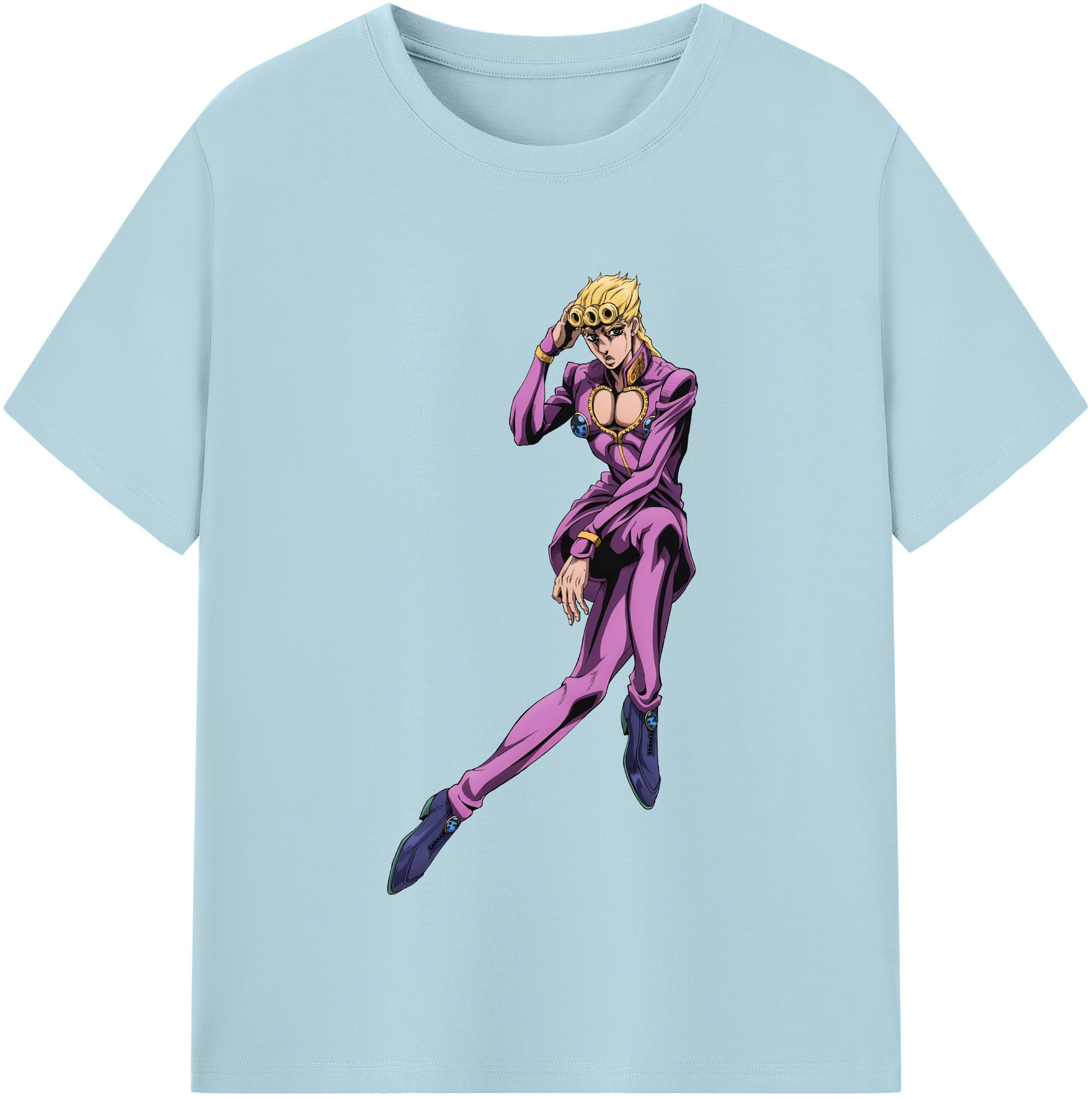 （画像用） ジョジョの奇妙な冒険 ジョルノ?ジョバァーナ JoJo's Bizarre Adventure Giorno Giovanna 綿100％半袖Tシャツ（フロントプリント）